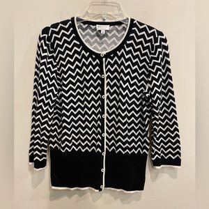 Oprah Magazine Collection for Talbots Cardigan Black Chevron Sweater
